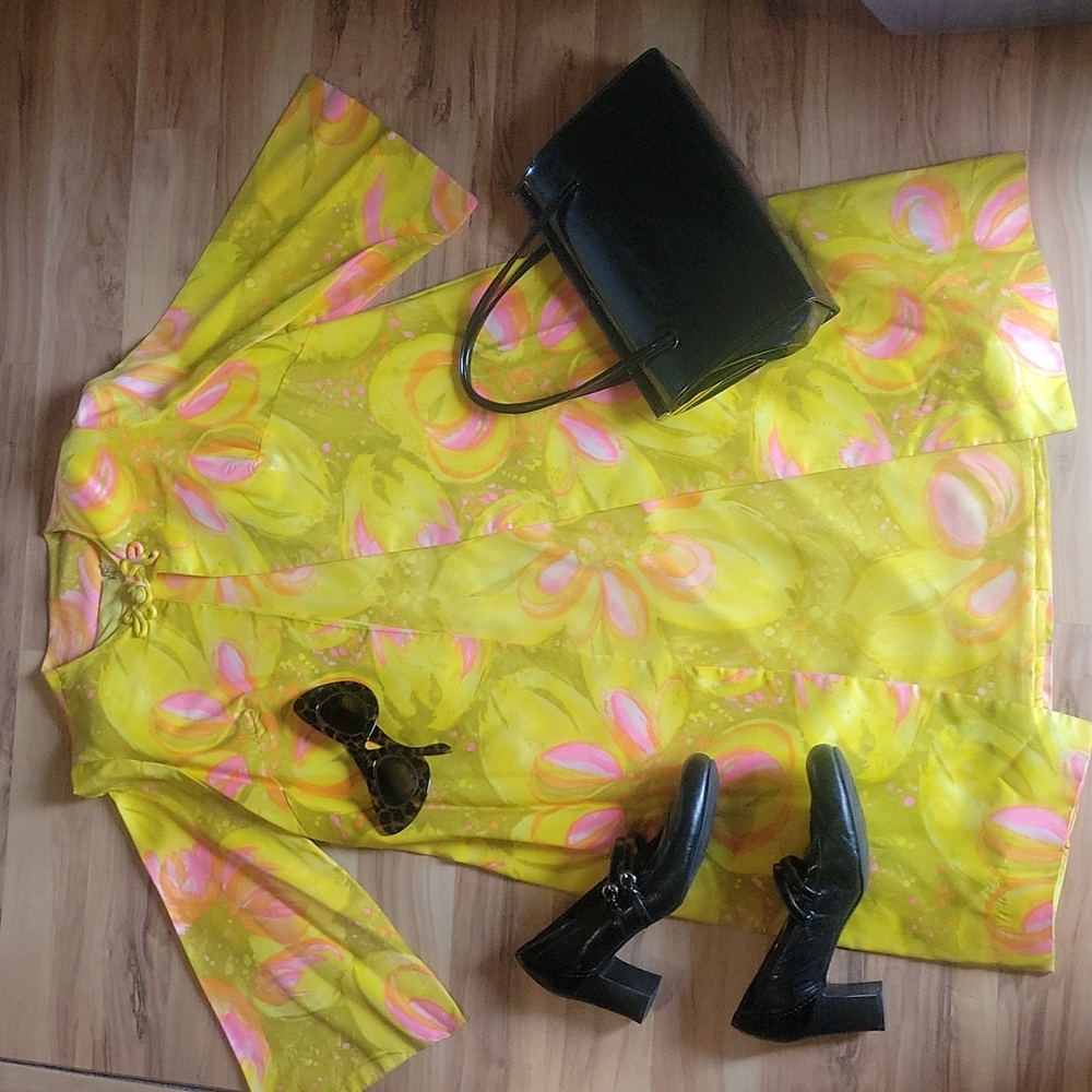 60s Flower Power Dress and Matching Duster Coat